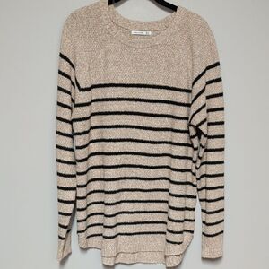 Pink Clover Beige and Black Striped Sweater